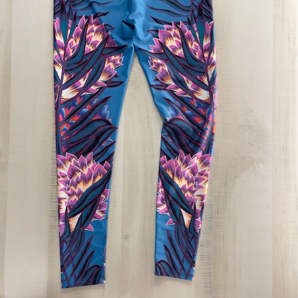 MARA HOFFMAN ACTIVE blue workout floral printed yoga leggings M lotus - Picture 7 of 8